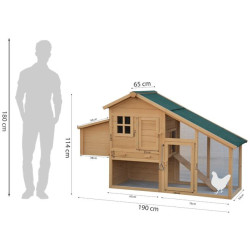 Dřevěný kurník BERLIN XL, 1900 x 1130 x 650 mm