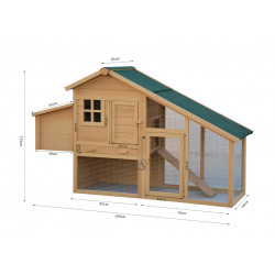 Dřevěný kurník BERLIN XL, 1900 x 1130 x 650 mm