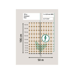 Vodivá síť pro drůbež KERBL 292271 106 cm x 15 m / 2 hroty, oranžová