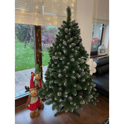 Umělá vánoční borovice s šiškami - stříbrná 120 cm