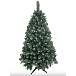 Umělá vánoční borovice s šiškami - stříbrná 180 cm