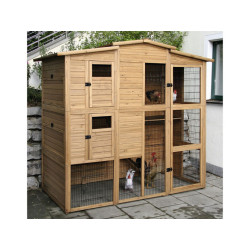 Kurník pro slepice dvoupatrový, s výběhem KERBL 222x115x200cm