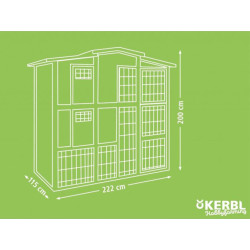 Kurník pro slepice dvoupatrový, s výběhem KERBL 222x115x200cm