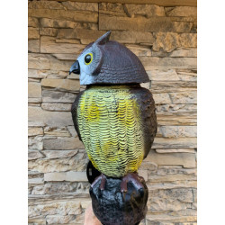 Plašič ptáků Sova - 3D maketa, 40 cm, kotvení svislé, rotující hlava 360 °