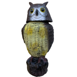 Plašič ptáků Sova - 3D maketa, 40 cm, kotvení svislé, rotující hlava 360 °