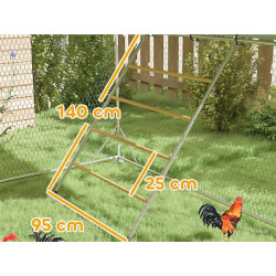 Výběh pro drůbež s bidlem PAWHUT D51-436V03SR, 3x8x1,95m