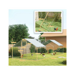 Výběh pro drůbež s bidlem PAWHUT D51-436V03SR, 3x8x1,95m