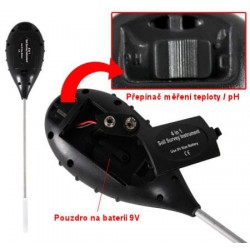 Měřič půdy 4 v 1 PMH300 - měří vlhkost, kyselost pH, teplotu, osvětlení - pH půdní vlhkoměr pro květiny