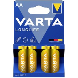 Alkalická baterie VARTA Longlife, typ AA, 14 mm, sada 4 ks