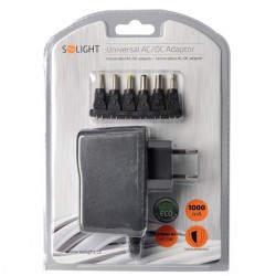 Solight univerzální síťový adaptér 1000mA, stabilizovaný, výměnné konektory