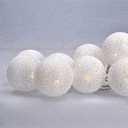 Solight LED řetěz vánoční koule bavlněné, 10LED, 1m, 2x AA, IP20