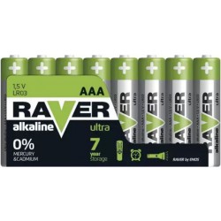 Baterie AAA (R03) alkalická RAVER 8ks