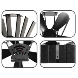 4-lopatkový tepelný krbový ventilátor na kamna 19cm